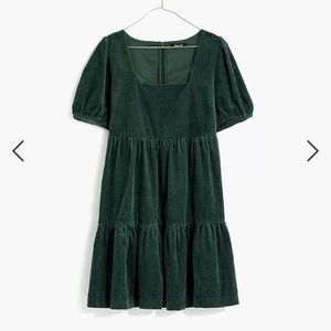 Madewell Corduroy Aidy Square-Neck Tiered Dress
